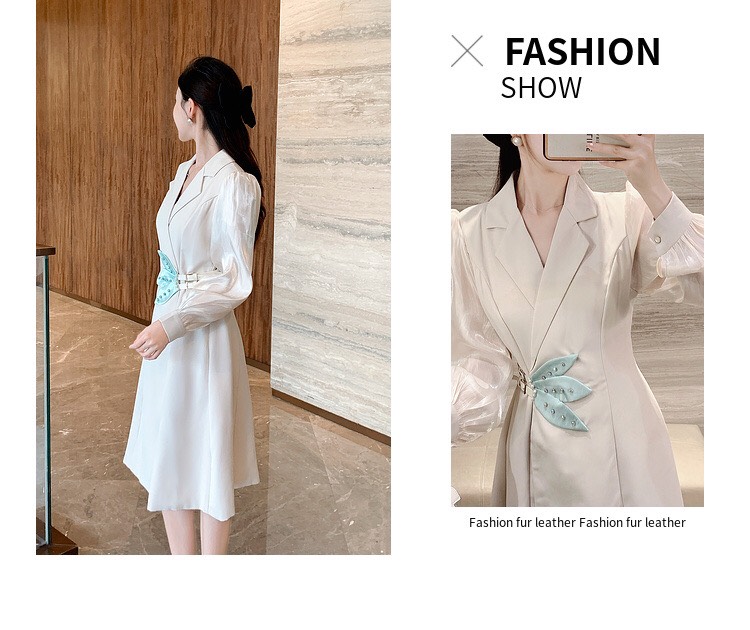ĐẦM CỔ VEST KHÓA EO KẾT NỔI D198